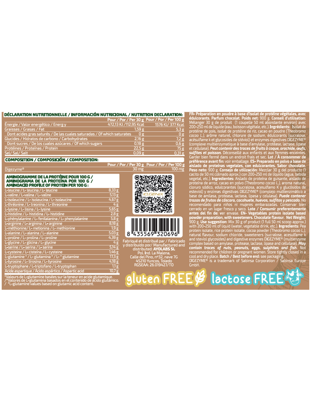 Vegan Protein 900 g Iogenix | Protéine Végétale Premium